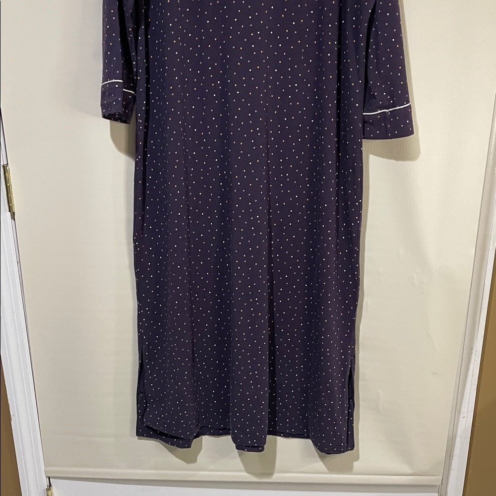 NWOT Soma Navy, Crew Neck, 3/4 Sleeve Nightgown with Polka Dots Size XL - Picture 4 of 12